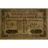 Assignat 20f-19 - Faux 5 livres - 1 novembre 1791 - Série 50 B - Etat : SPL