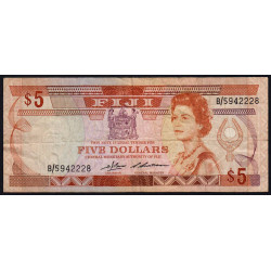 Fidji - Pick 83 - 5 dollars - Série B5 - 1982 - Etat : TB