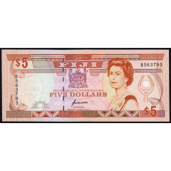 Fidji - Pick 93 - 5 dollars - Série B - 1992 - Etat : NEUF