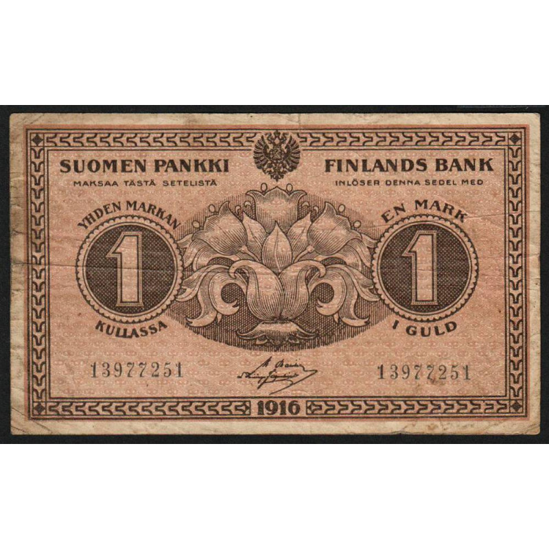 Finlande - Pick 19_7 - 1 markan kullassa - 1916 - Etat : TB-