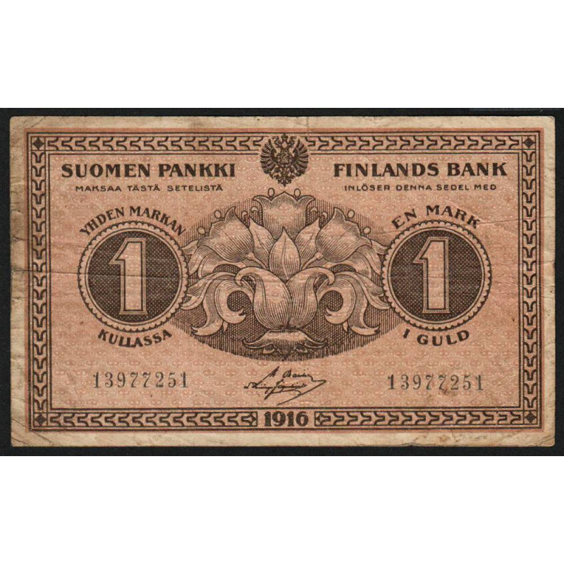 Finlande - Pick 19_7 - 1 markan kullassa - 1916 - Etat : TB-