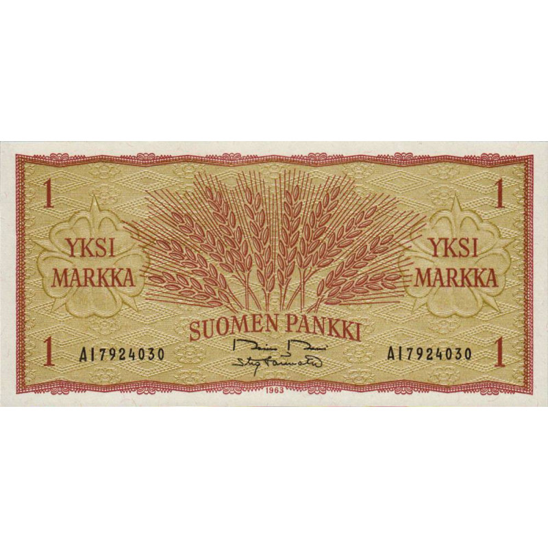 Finlande - Pick 98a_28 - 1 markka - série AI - 1963 - Etat : NEUF