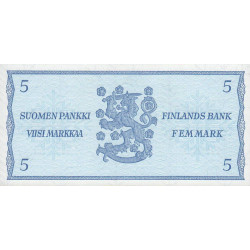 Finlande - Pick 106Aa_19 - 5 markkaa - Litt. B - Série X - 1963 (1969) - Etat : NEUF