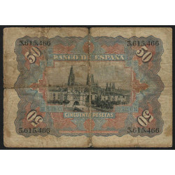 Espagne - Pick 63a - 50 pesetas - 15/07/1907 - Etat : B+