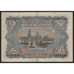 Espagne - Pick 63a - 50 pesetas - 15/07/1907 - Etat : TB+