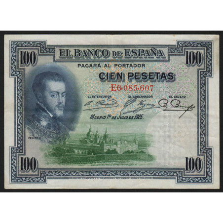 Espagne - Pick 69c - 100 pesetas - 01/07/1925 (1936) - Série E - Etat : TTB