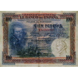 Espagne - Pick 69c - 100 pesetas - 01/07/1925 (1936) - Série E - Etat : TTB