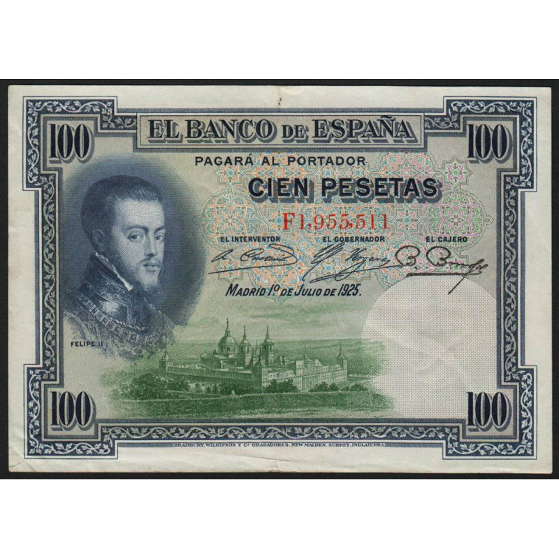 Espagne - Pick 69c - 100 pesetas - 01/07/1925 (1936) - Série F - Etat : TTB+