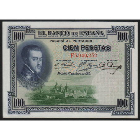 Espagne - Pick 69c - 100 pesetas - 01/07/1925 (1936) - Série F - Etat : pr.NEUF