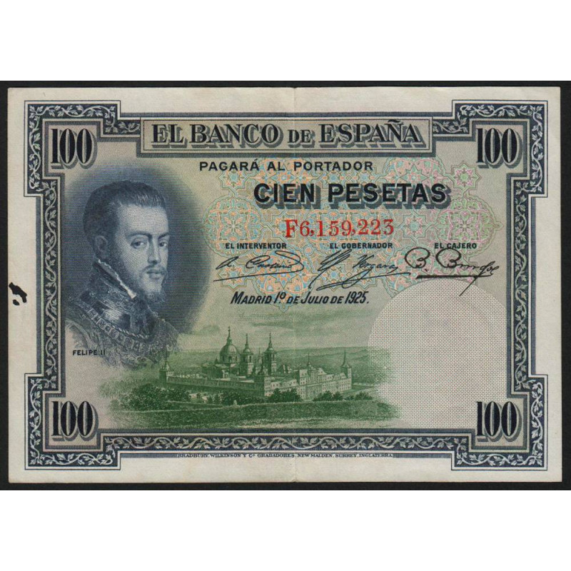 Espagne - Pick 69c - 100 pesetas - 01/07/1925 (1936) - Série F - Etat : TB+
