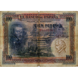 Espagne - Pick 69c - 100 pesetas - 01/07/1925 (1936) - Série F - Etat : TB