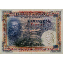 Espagne - Pick 69c - 100 pesetas - 01/07/1925 (1936) - Série F - Etat : SPL