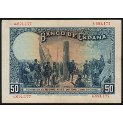 Espagne - Pick 72a - 50 pesetas - 17/05/1927 - Sans série - Etat : TB+