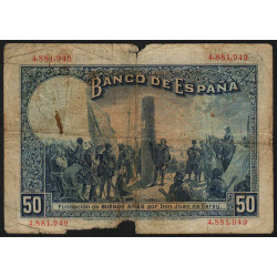 Espagne - Pick 72a - 50 pesetas - 17/05/1927 - Sans série - Etat : AB