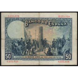 Espagne - Pick 72a - 50 pesetas - 17/05/1927 - Sans série - Etat : TB-