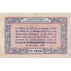 Alençon & Flers (Orne) - Pirot 6-26 - 1 franc - Série P1 - 10/08/1915 - Etat : TB+