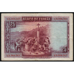 Espagne - Pick 74c - 25 pesetas - 15/08/1928 (1936) - Série C - Etat : TB+