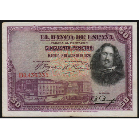 Espagne - Pick 75c - 50 pesetas - 15/08/1928 (1936) - Série B - Etat : TTB