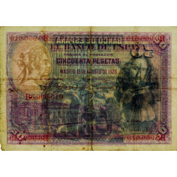 Espagne - Pick 75c - 50 pesetas - 15/08/1928 (1936) - Série B - Etat : TB