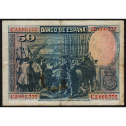 Espagne - Pick 75c - 50 pesetas - 15/08/1928 (1936) - Série C - Etat : TB