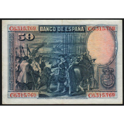 Espagne - Pick 75c - 50 pesetas - 15/08/1928 (1936) - Série C - Etat : TTB+