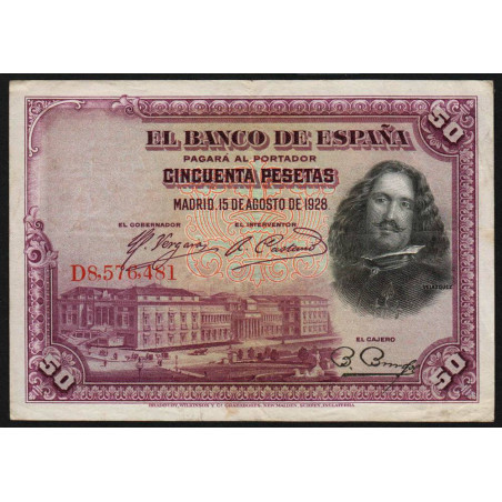 Espagne - Pick 75c - 50 pesetas - 15/08/1928 (1936) - Série D - Etat : TB+