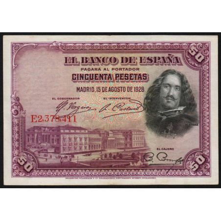 Espagne - Pick 75c - 50 pesetas - 15/08/1928 (1936) - Série E - Etat : SUP