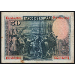 Espagne - Pick 75c - 50 pesetas - 15/08/1928 (1936) - Série E - Etat : TB+