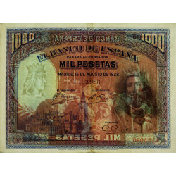 Espagne - Pick 78a - 1'000 pesetas - 15/08/1928 - Sans série - Etat : TTB+