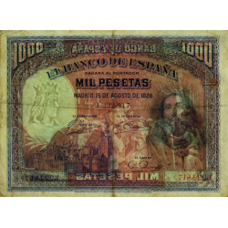 Espagne - Pick 78a - 1'000 pesetas - 15/08/1928 - Sans série - Etat : TB