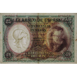 Espagne - Pick 81 - 25 pesetas - 25/04/1931 - Sans série - Etat : TTB