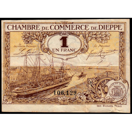 Dieppe - Pirot 52-16 - 1 franc - 1920 - Etat : TB