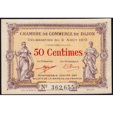 Dijon - Pirot 53-1 - 50 centimes - Sans série - 02/08/1915 - Etat : SPL