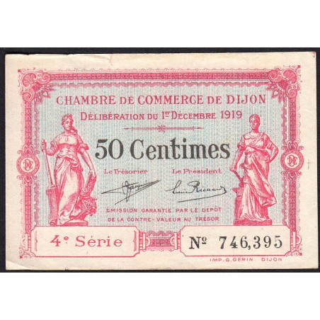 Dijon - Pirot 53-17 - 50 centimes - 4e série - 01/12/1919 - Etat : TTB