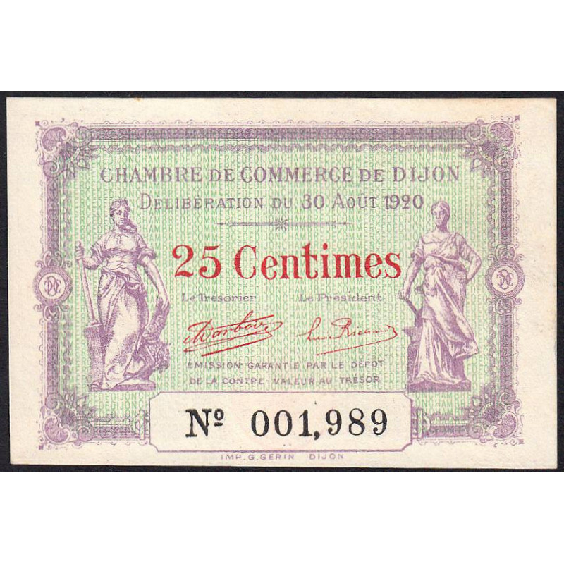 Dijon - Pirot 53-23 - 25 centimes - 30/08/1920 - Etat : NEUF