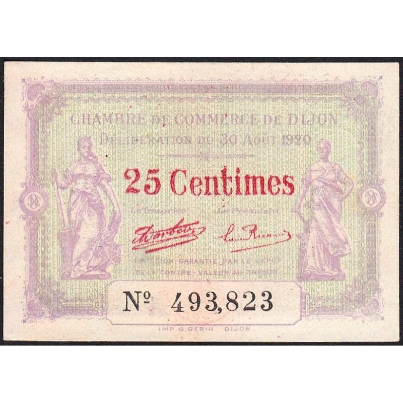 Dijon - Pirot 53-23 - 25 centimes - 30/08/1920 - Etat : SPL