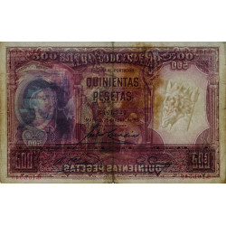 Espagne - Pick 84 - 500 pesetas - 25/04/1931 - Sans série - Etat : TB