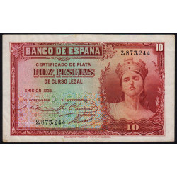 Espagne - Pick 86 - 10 pesetas - 1935 - Sans série - Etat : TTB+