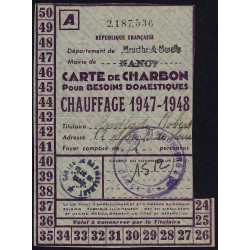 Chauffage - Charbon - Catégorie A - 1947 - Nancy (54) - Etat : TTB+
