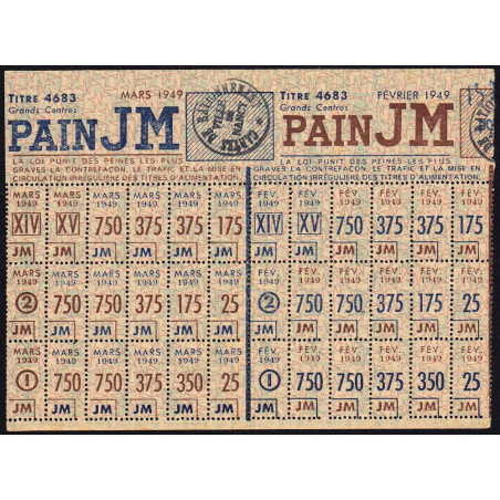 Pain - Titre 4683 - Catégories J M - 02/1949 et 03/1949 - Nancy (54) - Etat : SUP