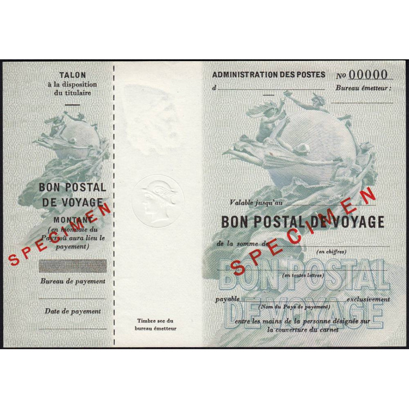 Bon postal de voyage - 1948 - Spécimen - Etat : SPL