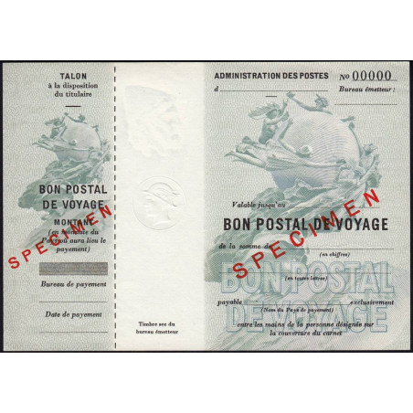 Bon postal de voyage - 1948 - Spécimen - Etat : SPL