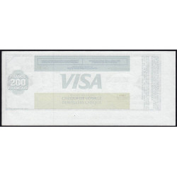 Chèque de voyage - La Poste - 200 francs - 1987 - Spécimen - Etat : SPL