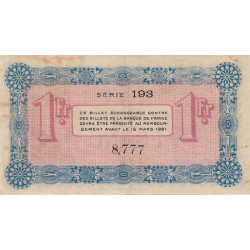 Annecy - Pirot 10-5 - 1 franc - Série 193 - 14/03/1916 - Etat : TTB