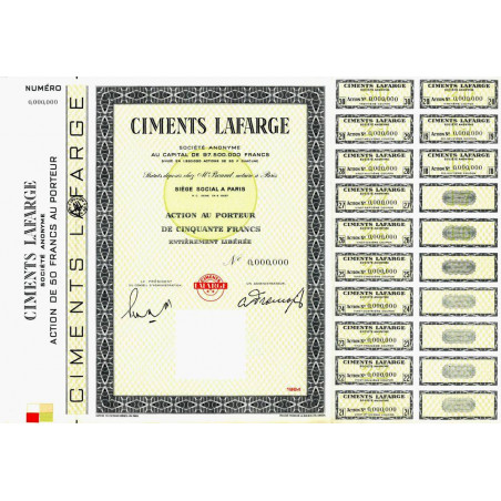 Ciments Lafarge - 50 francs - 1964 - Spécimen - SUP+
