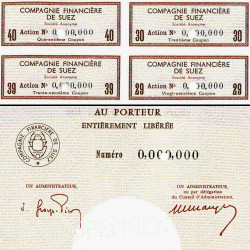 Compagnie Financière de Suez - 100 NF - 1962 - Spécimen - SUP+