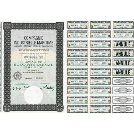 Compagnie Industrielle Maritime - 75 francs - 1964 - Spécimen - SUP+