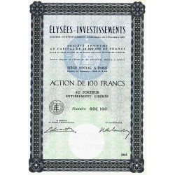 Elysées-Investissments - 100 francs - 1963 - Spécimen - SUP+