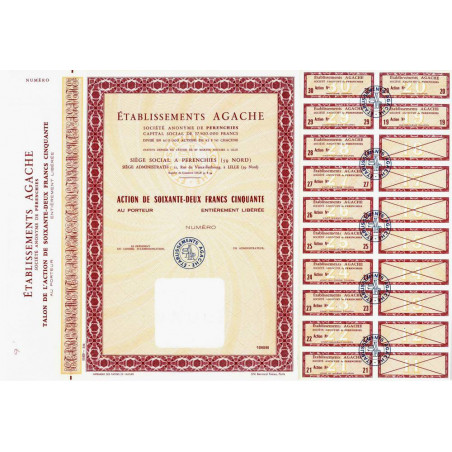 59 - Pérenchies - Etabl. Agache - 62,50 francs - 1966 - Spécimen - SUP+