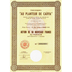 Etabl. "Au Planteur de Caïffa" - 50 NF - 1962 - Spécimen - SUP+
